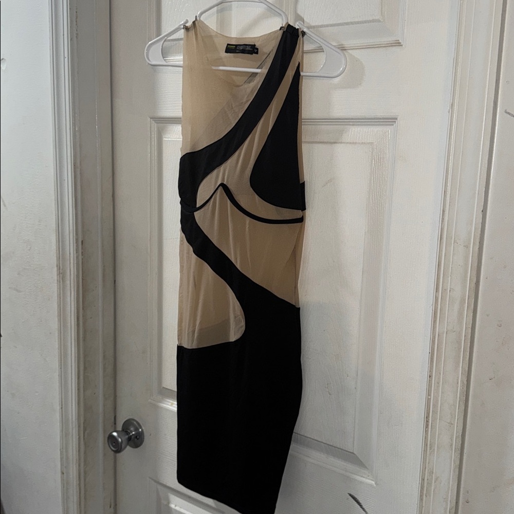 Finesse Black Jersey Mesh Dress, Small